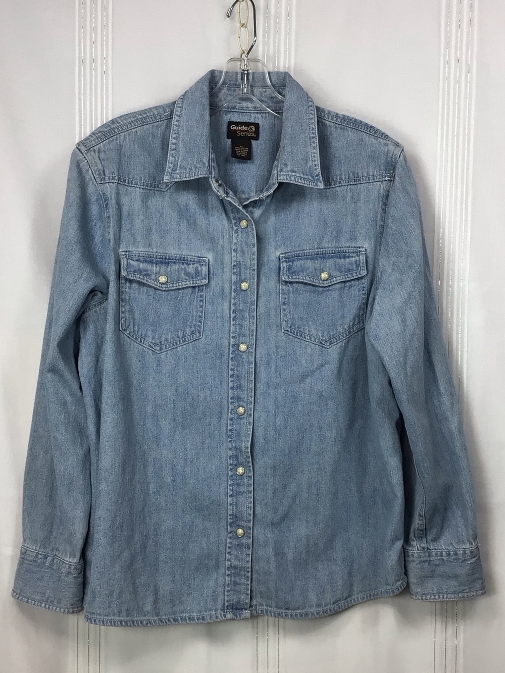Vintage Guide Series Light Blue Cotton Denim Western Pearl Snap Shirt Sz.M